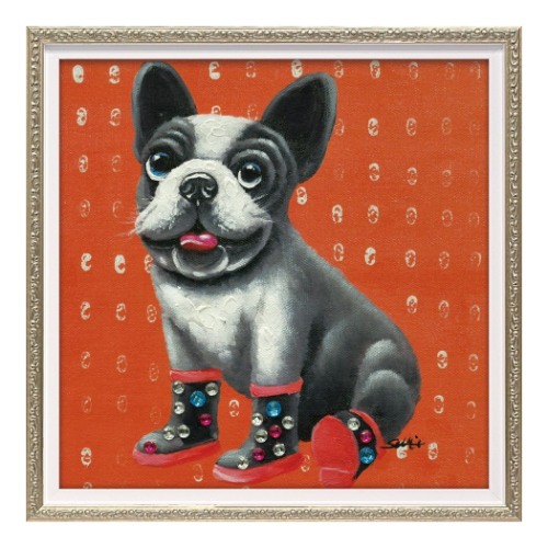 オイルペイントアート 動物画 あったか Sサイズ ギフト 額付き インテリア 取寄品