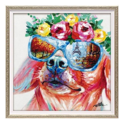 オイルペイントアート 動物画 パリ散歩 Sサイズ ギフト 額付き インテリア 取寄品の通販は 8,800円