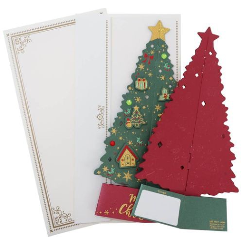 Pop up Card series クリスマスカード シャイニーツリーポップアップ