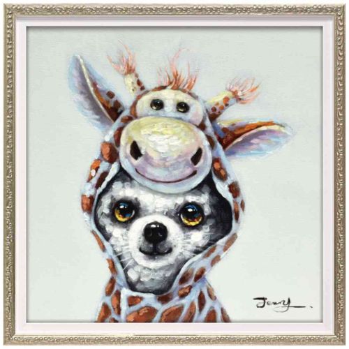 動物画 オイルペイントアート リトルドッグ Sサイズ ギフト 額付き インテリア 取寄品の通販は 8,800円