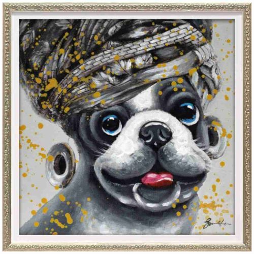 動物画 オイルペイントアート エスニック ドッグ Sサイズ ギフト 額付き インテリア 取寄品の通販は 8,800円