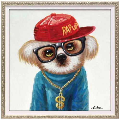 動物画 オイルペイントアート レッドハット Sサイズ ギフト 額付き インテリア 取寄品の通販は 8,800円