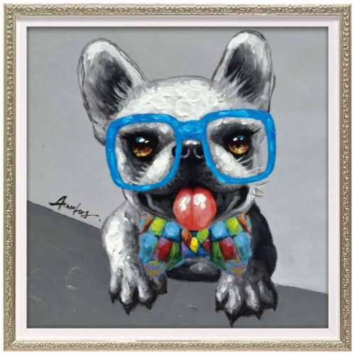 動物画 オイルペイントアート ブルーグラス Sサイズ ギフト 額付き インテリア 取寄品の通販は 8,800円