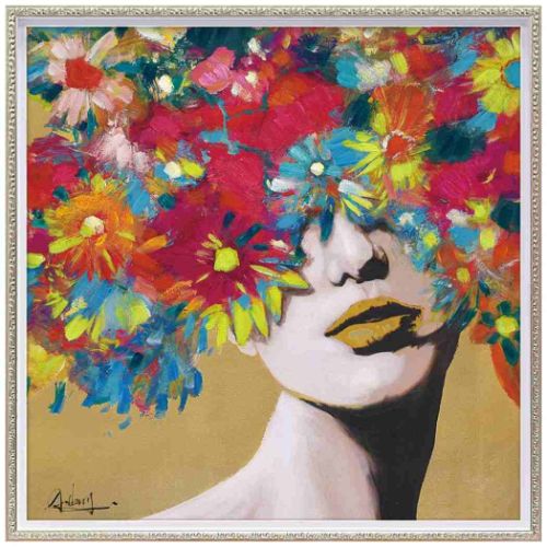 フラワーアート オイルペイントアート コスモス ウーマン Mサイズ ギフト 額付き インテリア 取寄品の通販は 15,400円