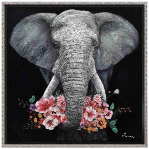 動物画 オイルペイントアート ギブ ア フラワー Mサイズ ギフト 額付き インテリア 取寄品の通販は