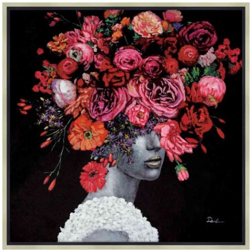 フラワーアート オイルペイントアート ローズ ウーマン ギフト 額付き インテリア 取寄品の通販は