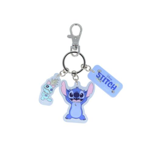 リロ＆スティッチ キーリング 3連アクリルキーホルダー ブルー