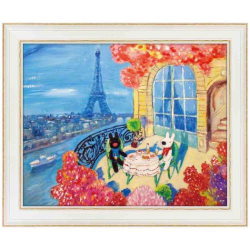リサとガスパール フレンチアート アートフレーム Lサイズ バルコニーでお祝い 絵本キャラクター グッズ 取寄品