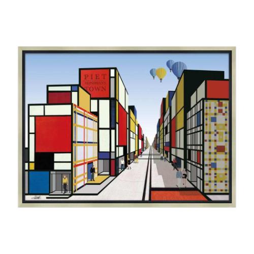 白石 創多 名画 オマージュアート モンドリアンのミュージアムタウン 取寄品 ギフト インテリア 日本製 グッズ 取寄品