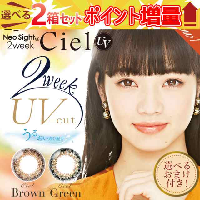 【10％OFFクーポン配布中!】カラコン　2週間 シエルUV 2箱12枚(6枚入2箱set)AIRE Neo Sight 2week CielUV カラーコンタクトレンズ 度あり度なし 14.2mm 小松菜奈の通販は