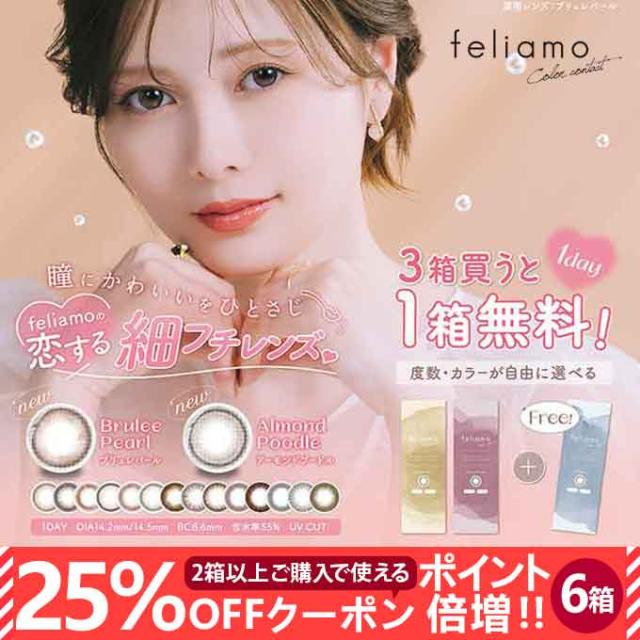 【25％OFFクーポン配布中!】カラコン ワンデー フェリアモ(6箱60枚+3箱30枚プレゼント)計90枚 度あり度なし 14.2mm 14.5mm 1day カラーコンタクトレンズ 白石麻衣 