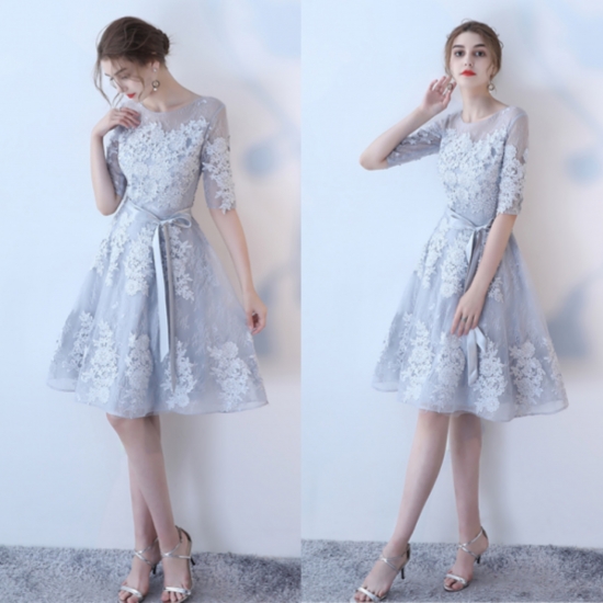 結婚式 パーティー ドレス ワンピース 膝丈 シルバーの通販はau Pay マーケット Yuzu Shibuya