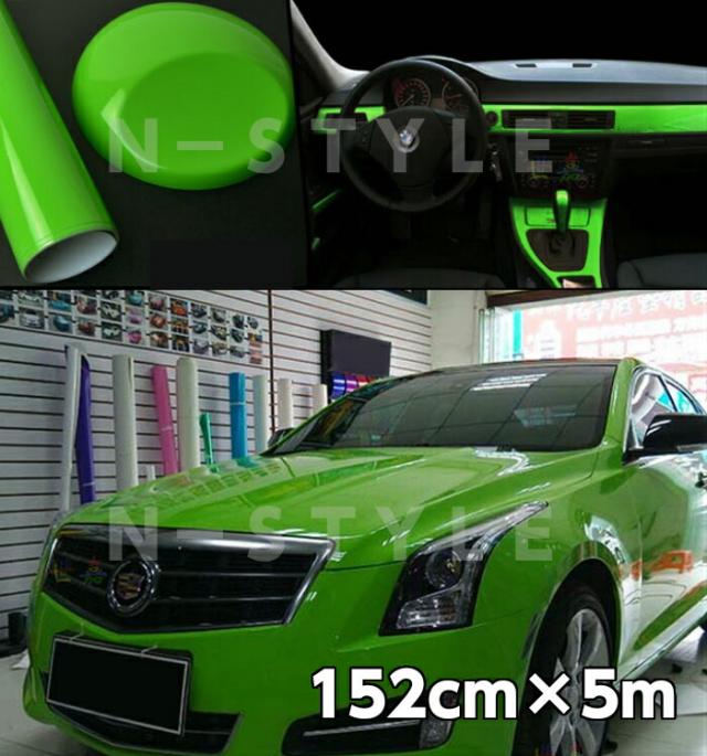 カーラッピングシート152cm×5m 艶ありグリーン ツヤあり緑 カーラッピングフィルム 耐熱耐水曲面対応 カッティングシート 8,855円