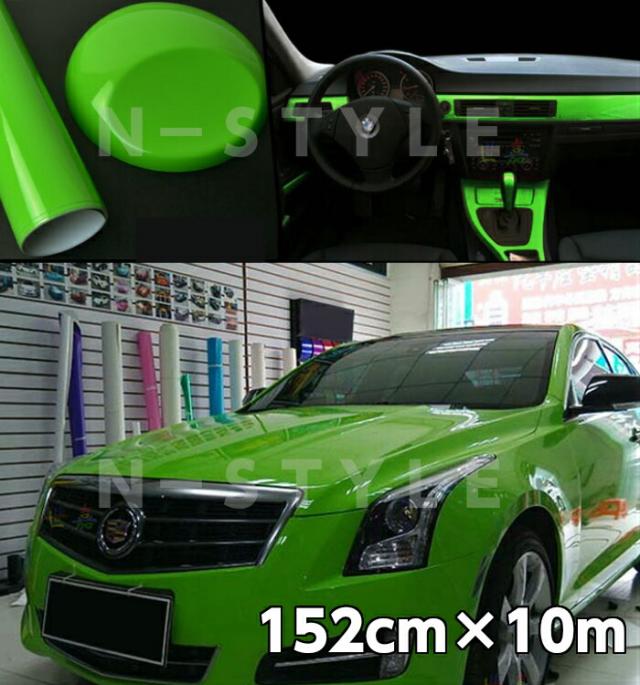 カーラッピングシート152ｃｍ×10ｍ艶ありグリーン(ツヤあり）緑カッティングシート