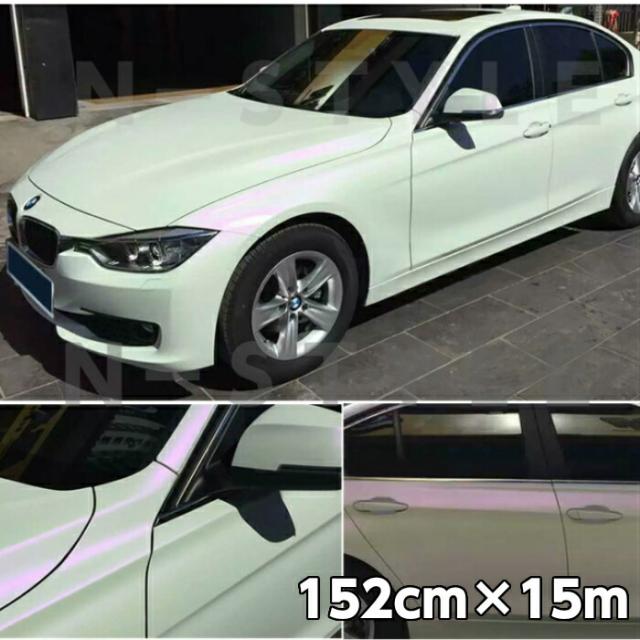 カーラッピングシート152ｃｍ×15m　艶なしマットパールホワイトマジョーラパープル　ラッピングフィルム