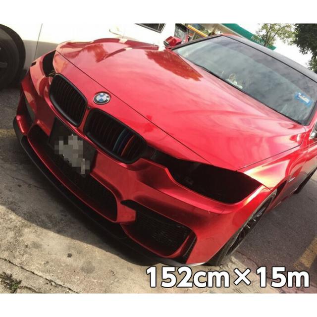 カーラッピングシートプレミアムメタリックレッド152ｃｍ×15ｍ　カーラッピングシートフィルム　耐熱耐水曲面対応裏溝付の通販は