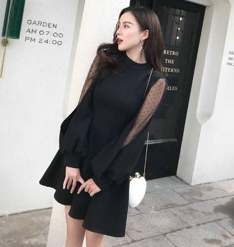 シースルー 黒レース ワンピース ミニドレス リボン フレア 袖コンシャス パーティー 結婚式 二次会 ドレス 韓国 オルチャン の通販はau Pay マーケット Ayaland