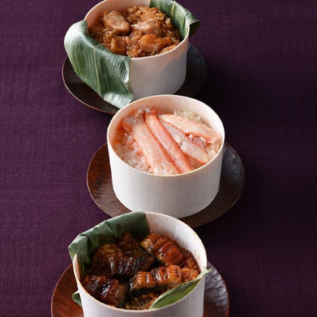 三種のおこわ食べ比べセット うなぎ かに ふぐ 国産 鰻 蟹 河豚 蒲焼き 照り焼き カニ むき身 ギフト 御歳暮ギフト