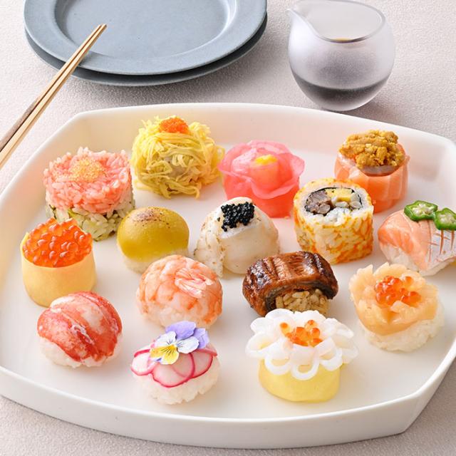華てまり（30個入）てまり寿司 手毬 お寿司 寿し 鮨 お弁当 秋刀魚 紅葉鯛 スイートポテト 明太高菜 うなぎ ラディッシュ いくら錦糸巻 イカ菊花 帆立菊花 海老 生うにトロサーモン巻 本ずわい 穴子たまご プルコギロール トロはらすサーモン 御歳暮ギフト