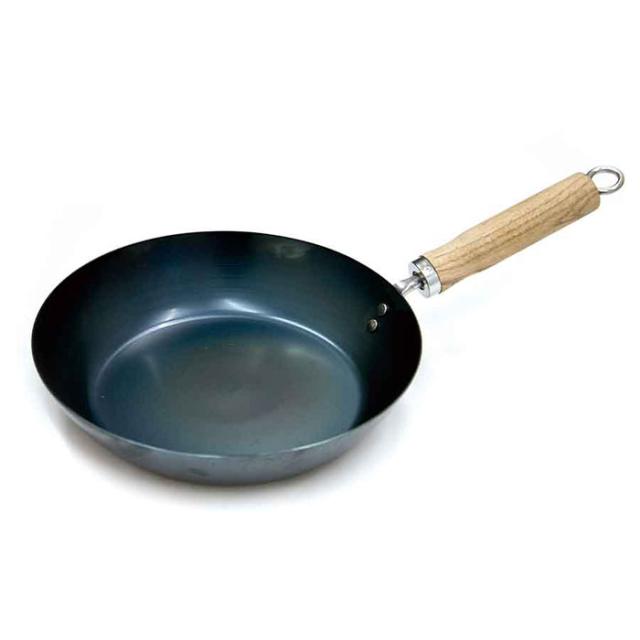 鉄フライパン26cm IH対応 直火 ガス火対応 ハンドル 取っ手 樫の木 天然木 焼く 炒める シーズニング不要 鍋 キッチン用品 調理器具