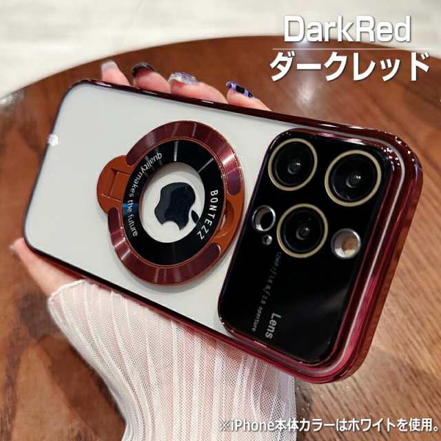 iPhone ケース クリア 透明 スタンド＆カメラレンズカバー付き