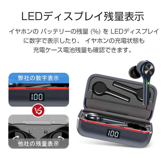 Bluetooth5.1 Qi充電対応」ワイヤレスイヤホン 2600mAh 軽型 自動ペア 