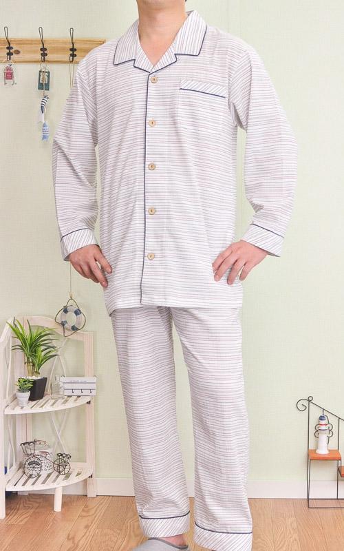 送料無料 パジャマ メンズ 綿100 先染め楊柳カラーペンシルボーダー柄 全開シャツタイプ 春 初秋向き商品 長袖 長ズボン の通販はau Pay マーケット 部屋着の時間