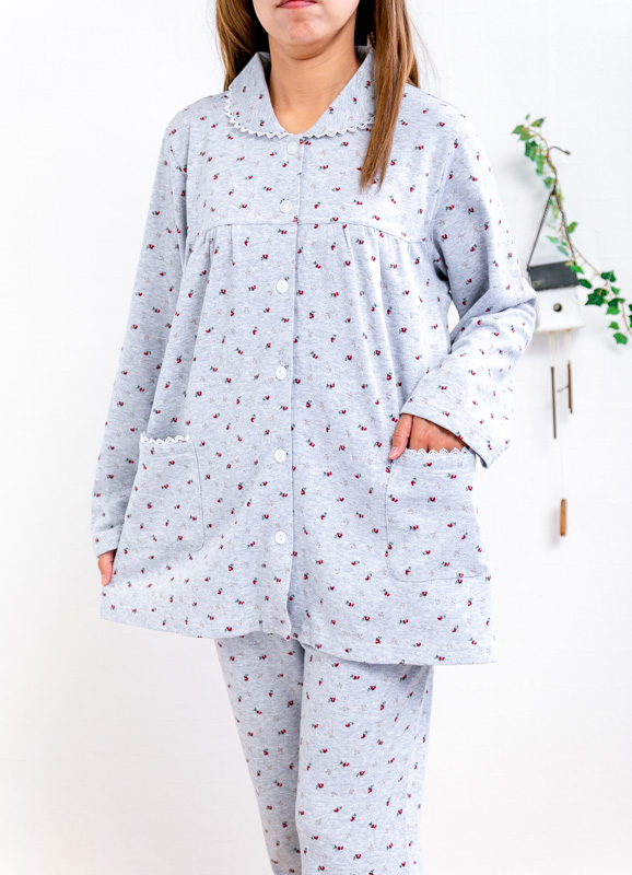 パジャマ レディース肌にやさしい綿100 スムースニット地 小花柄 前開き 長袖 長パンツ 女性用ナイトウェア ルームウェア 春 秋の通販はau Pay マーケット 部屋着の時間