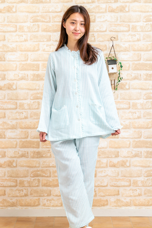 肌に優しい綿100 柔らかくて軽いガーゼストライプ パジャマ レディース 春夏 長袖 入院準備 ルームウェア 母の日の通販はau Pay マーケット 部屋着の時間