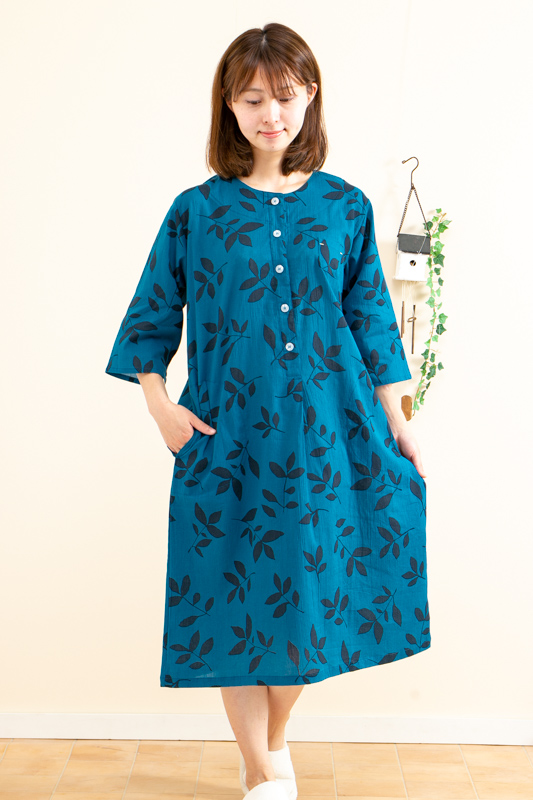 肌にやさしい綿100 サラサラして涼しい楊柳七分袖ワンピース 半開かぶりタイプ ネグリジェ M L L Ll ルームウェア Sale ワの通販はau Pay マーケット 部屋着の時間