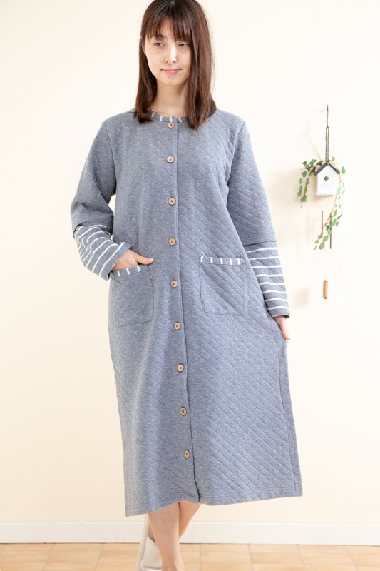 肌に優しい綿100 中わたニットキルト 長袖 前開き ワンピース 冬向き ネグリジェ 部屋着 ルームウェア ナイトウェア レディース の通販はau Pay マーケット 部屋着の時間