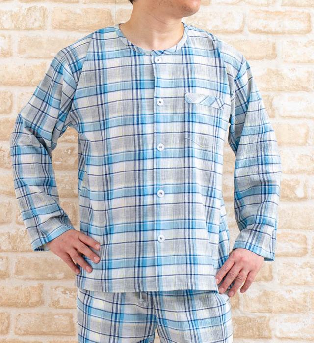 パジャマ メンズ 前開き 長袖 9分丈パンツ 春夏 肌に優しい綿100 サラサラして軽くて涼しいワッシャー加工マドラスチェック Sサイズ の通販はau Pay マーケット 部屋着の時間