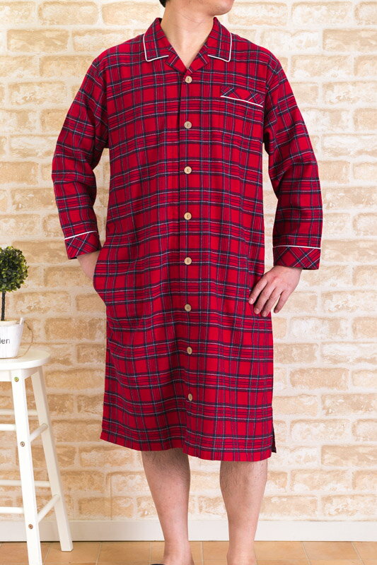 メンズ スリーパー パジャマ チェック 秋冬に適した素材 男性ネグリジェ パジャマ ワンピの通販はau Pay マーケット 部屋着の時間
