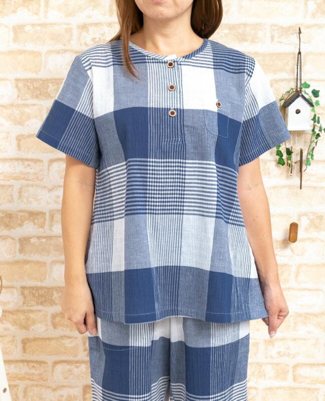 メール便可 綿100 サラサラして涼しいレディースパジャマ夏 半開き 半袖 7分丈パンツ の通販はau Pay マーケット 部屋着の時間