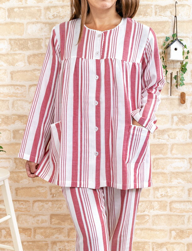 送料無料 パジャマ レディース 春秋ダブルガーゼ ストライプ前開き長袖 春 初秋向き商の通販はau Pay マーケット 部屋着の時間