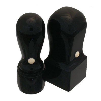 法人印鑑２本セット 黒水牛【天丸】代表者印18mm（天丸蓋付）と角印15mm ケースなし 会社設立セ