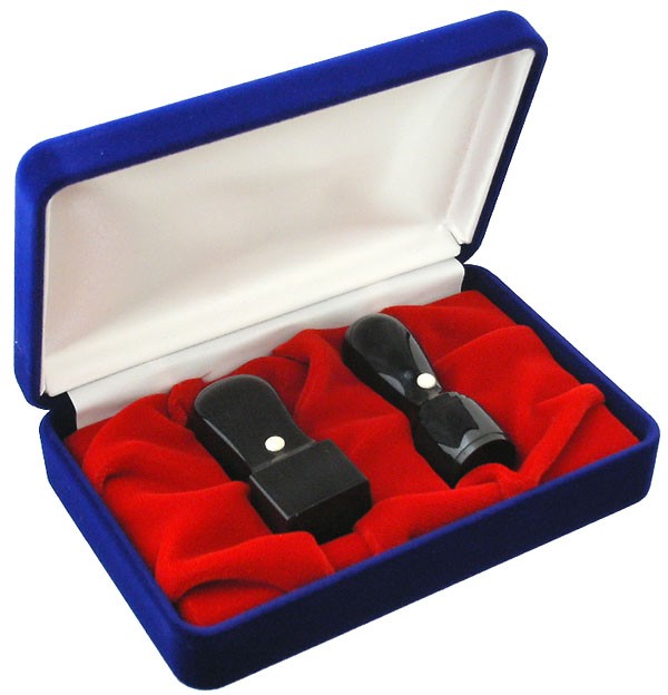 法人印鑑２本セット ケース付 黒水牛【天丸】代表者印18mm（天丸蓋付）と角印21mm 別珍ケース付の通販は 10,124円