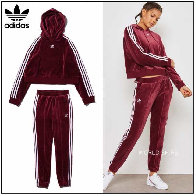 上下セットアップ アディダス Adidas Originals ベロア クロップド フーディー パンツ Maroon 海外の通販はau Pay マーケット World Ships