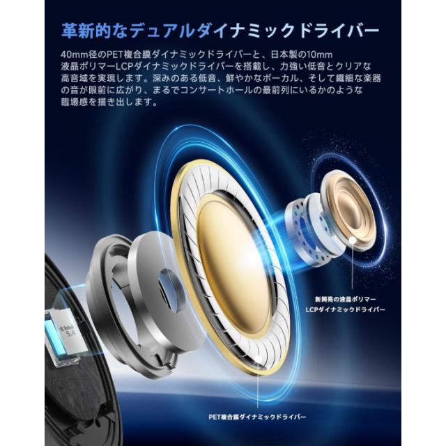 EarFun Tune Proワイヤレスヘッドホン (ホワイト) 41V-dj+9SYL.jpg