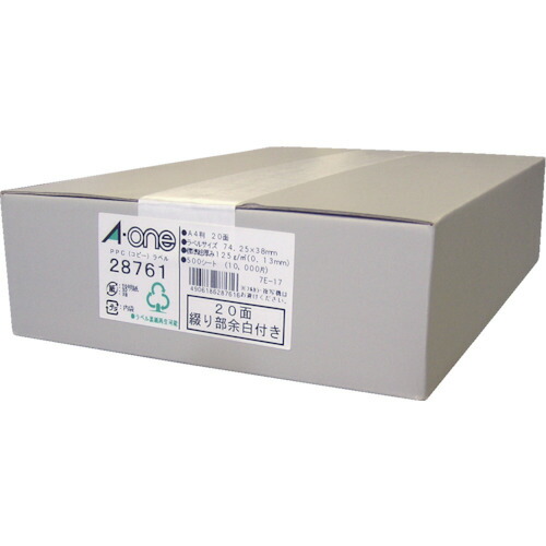 スリーエム ジャパン　3M　エーワン　ＰＰＣラベル　Ａ４‐２０面　（５００枚入）　【品番：28761】