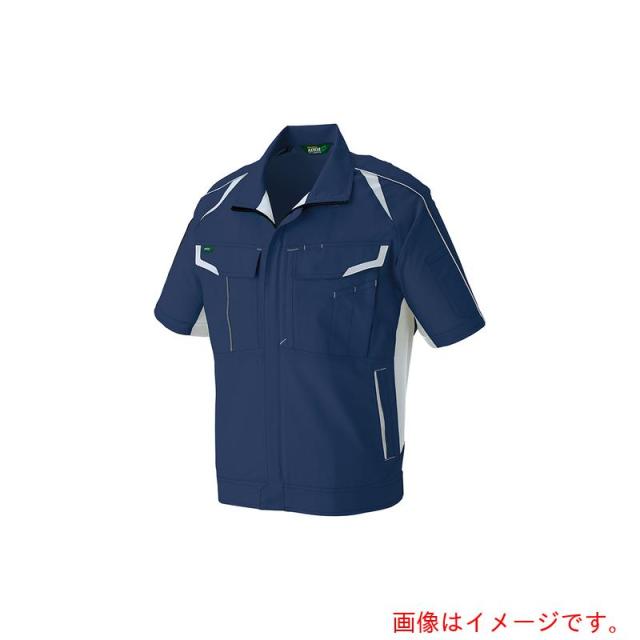 アイトス（AITOZ）　春夏半袖ストレッチブルゾン（エコワーカーストレッチ）　ネイビー　６Ｌ　【品番：AZ1932-008-6L】