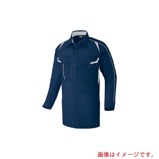 アイトス（AITOZ）　長袖ストレッチシャツ（エコワーカーストレッチ）　ネイビー　６Ｌ　【品番：AZ1935-008-6L】