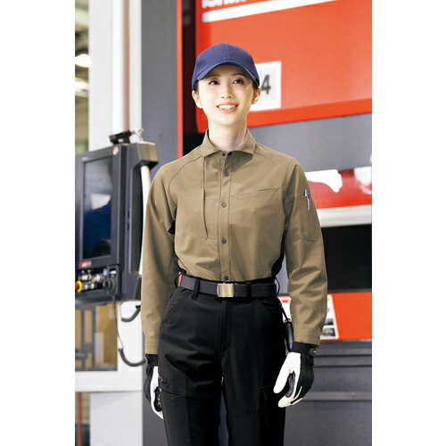 アイトス（AITOZ）　長袖シャツ（男女兼用）　ＴＵＬＴＥＸ　ＷＯＲＫ　ＡＺ４２３５　チャコールＸブラック　６Ｌ　【品番：AZ4235-014-6L】