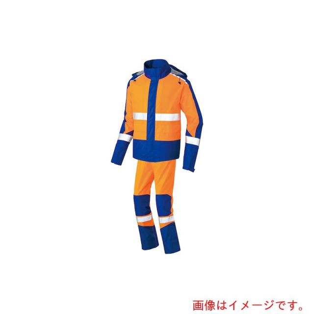 アイトス（AITOZ）　ＢＲＡＶＥ　ＲＥＡＩＮ　レインスーツ男女兼用　オレンジＸネイビー　６Ｌ　【品番：AZ56206-008-6L】