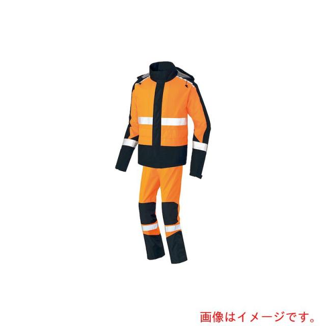 アイトス（AITOZ）　ＢＲＡＶＥ　ＲＥＡＩＮ　レインスーツ男女兼用　オレンジＸブラック　６Ｌ　【品番：AZ56206-063-6L】