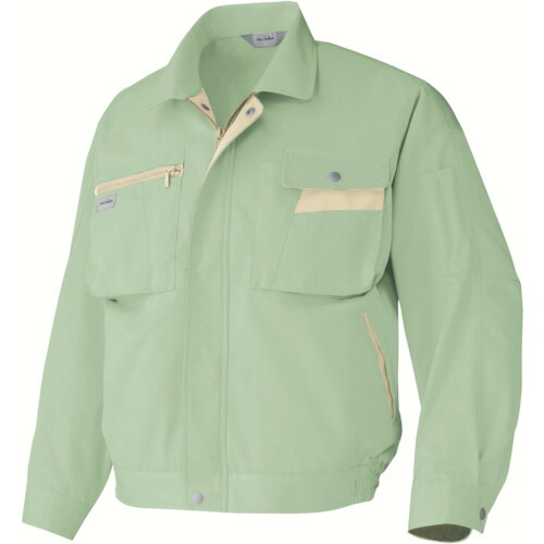 アイトス（AITOZ）　ムービンカット　長袖ブルゾン　グリーン×ライトベージュ　Ｍ　【品番：AZ-6321-015-M】