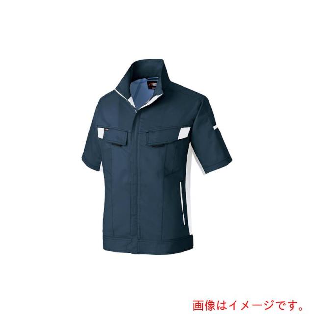 アイトス（AITOZ）　ニュームービンカット　春夏半袖ブルゾン　ネイビー×シルバーグレー　５Ｌ　【品番：AZ6832-008-5L】