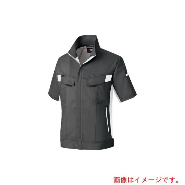 アイトス（AITOZ）　ニュームービンカット　春夏半袖ブルゾン　チャコールグレー×シルバーグレー　４Ｌ　【品番：AZ6832-014-4L】