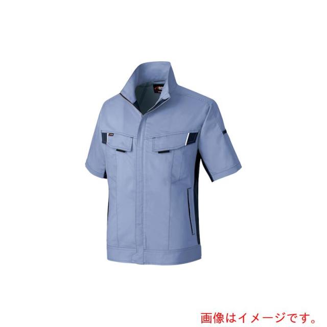 アイトス（AITOZ）　ニュームービンカット　春夏半袖ブルゾン　ミストバイオレット×ネイビー　４Ｌ　【品番：AZ6832-076-4L】