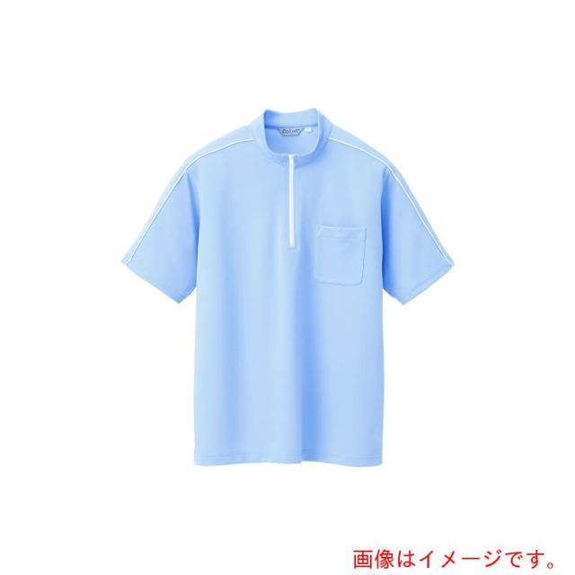 アイトス（AITOZ）　半袖クイックドライジップシャツ（男女兼用）　サックス　３Ｌ　【品番：CL3000-001-3L】